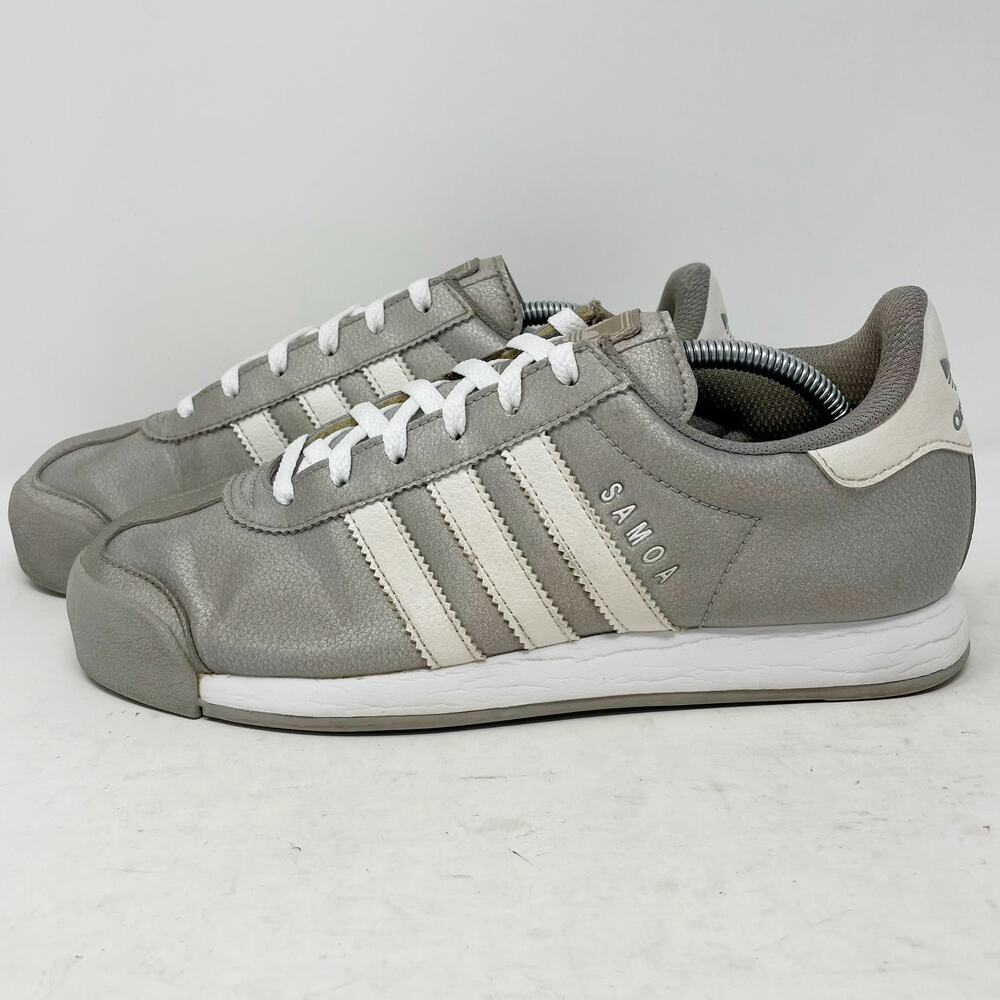 Adidas Samoa Silver Grey Leather Youth Girls Size 6.5